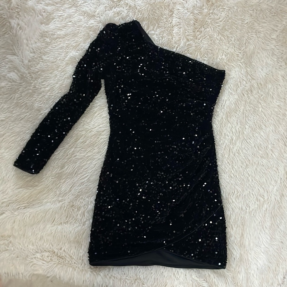 Sequined black party dress